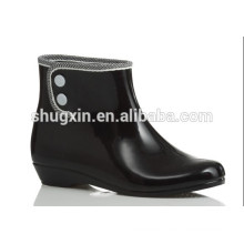 Nuevas botas de lluvia de tobillo a la moda para mujer, chanclos de goma, negro D-625